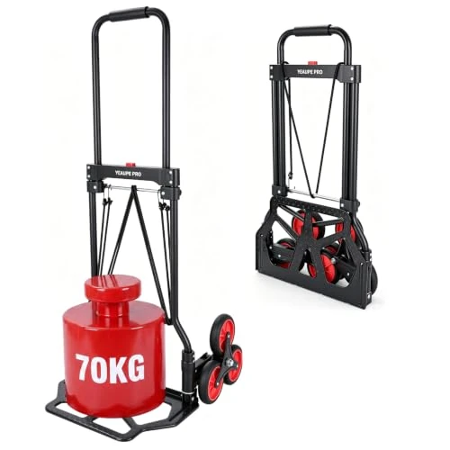 Offerta a tempo: YEAUPE PRO Carrello per Scale Pieghevole – Ruote TPR Grandi, Acciaio Rinforzato, incluse 2 corde elastiche rinforzate – Ideale per Scale e Traslochi, Nero - 30.01% da 49.99 € a 34.99 €