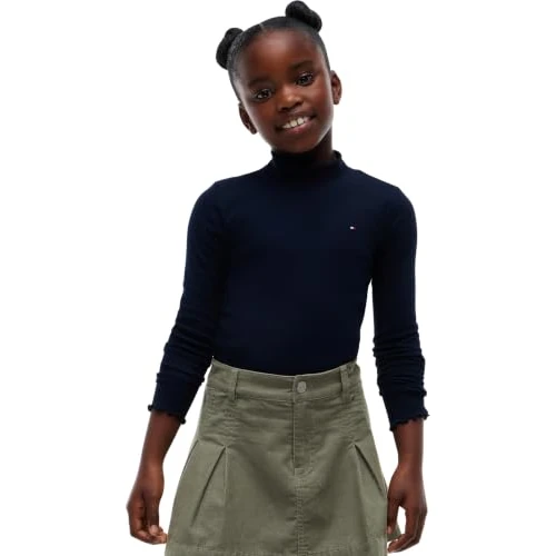 Oferta limitada: Tommy Hilfiger Camiseta Acanalada con Cuello Alto para niña LS Kg0kg08802 Otros Tops, Azul (Dark Blue), 4 años de 21.10 € a 21.10 € (ahorro 0.00%)