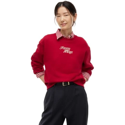 Zeitlich begrenztes Angebot: Tommy Hilfiger Women's Script Regular C-Nk SWT WW0WW51598 Pullover Sweatshirt, Raspberry Juice, L von 129.90 € auf 73.15 € (44% Rabatt)