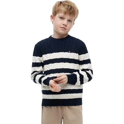 Zeitlich begrenztes Angebot: Tommy Hilfiger Jungen Baumwoll-Zopf-Pullover Kb0Kb09753 andere Pullover, Blau, 6 Jahre von 53.99 € auf 53.99 € (0.00% Rabatt)