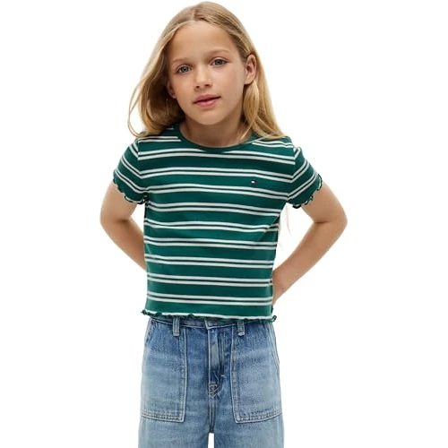 Offerta a tempo: Tommy Hilfiger Altri Top Bambina, Verde (Rural Green Stripe), 16 Anni - 37% da 29.90 € a 18.89 €
