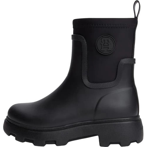 Oferta limitada: Tommy Hilfiger Th Stamp Fw0fw09544 Botas de lluvia para mujer, Black, 38 EU de 119.90 € a 103.10 € (ahorro 14%)