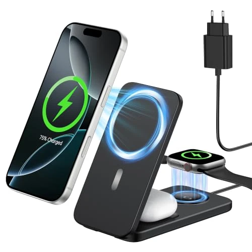 Offerta a tempo: Caricatore Wireless Magnetico 3 in 1 per iPhone, Apple Watch e AirPods - 34% da 29.99 € a 19.73 €