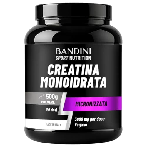Offerta a tempo: Bandini® Creatina Monoidrata in Polvere 500g Pura al 100% - Integratore per Allenamento, Sport, Palestra e Pre Workout - Include Dosatore - 100% Vegan - A base di Creatine Monoidrato - 6% da 14.99 € a 14.15 €