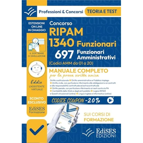 Concorsi RIPAM 2026: 1340 Funzionari - 697 Funzionari amministrativi: Teoria e test per la prova scritta unica