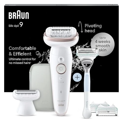 Offerta a tempo: Braun Silk-Épil 9 Epilatore Elettrico Donna, Accessori, 9-130 Bianco - 29% da 189.99 € a 134.99 €