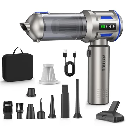 Yomile Handstaubsauger Akku, 27000Pa/150W Autostaubsauger Kabellos, 250.000 U/min Mini Staubsauger, Aufladbar Tragbar Leicht Auto Staubsaug Stark, Staubgebläse für Auto, Büro Genutzt, Haus, Küche