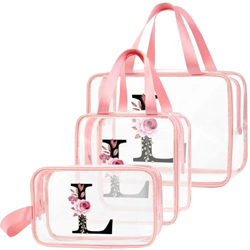 Offre limitée : DBPBToU Trousse de Toilette Transparente Femme avec Personnalisation, Trousse de Maquillage Voyage, Cadeau Femme Personnalisé Lettres, Idée Cadeau Anniversaire, Fête des Mères (L) de 18.99 € à 15.19 € (20% de remise)