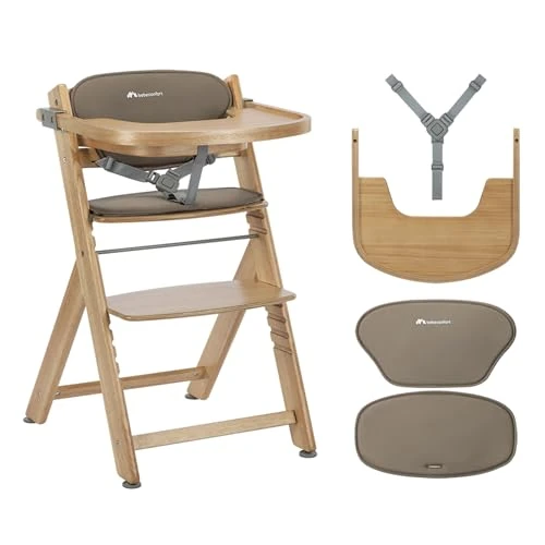 Limited-time offer: Bebeconfort Timba 2 with Cushion, Evolutive Wooden Highchair, 6+ Months, Up to 110 kg, Ergonomic Baby High Chair, Fits Most Dining Tables, Removable Tray, Natural Wood + Beige from 89.99 £ to 71.94 £ (save 20%)