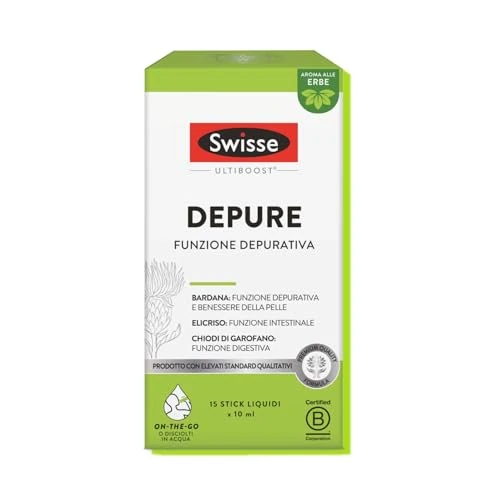 Swisse Ultiboost Depure Purifying Supplement for Intestinal Regularity and Digestion, Ready to Use Liquid Sticks, with Burdock, Helichrysium, Cloves, Herbal Flavour, 15 x 10 ml