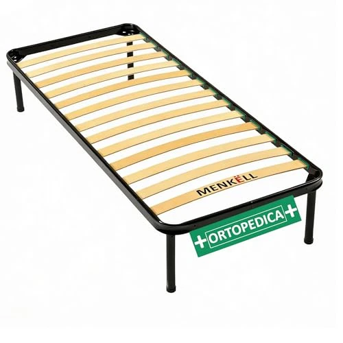 MENKËLL Orthopedische lattenbodem voor eenpersoonsbed, 80 x 190 cm, frame van ijzer en houten latten, antislip voeten 30 cm, voor alle soorten matrassen, belastbaar tot 200 kg (80 cm eenpersoonsbed)