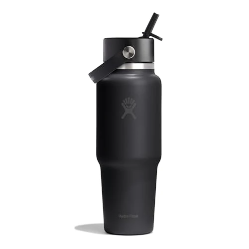 Offerta a tempo: Hydro Flask – Wide Flex Straw Travel Bottle 946 ml (32 oz) – Acciaio Inox, Ermetico, Compatibile con la Maggior Parte dei Portabicchieri – Isolato Freddo 24 Ore – Bocca Larga – Black - 16% da 44.95 € a 37.79 €