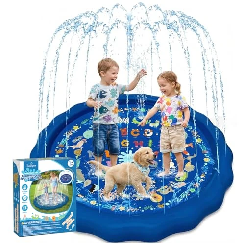 Offerta a tempo: KiddoSpace Splash Pad per Bambini – Tappetino da gioco acquatico antiscivolo per esterni con design educativi, divertente attività estiva da giardino per neonati e bambini, include kit di riparazione - 5% da 34.99 € a 33.24 €