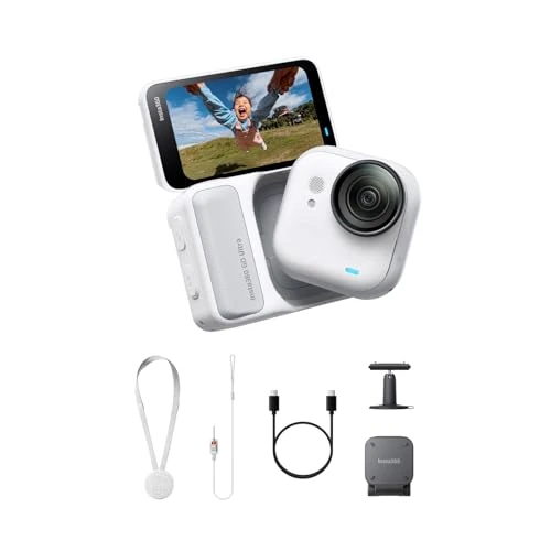Offerta a tempo: Insta360 GO Ultra Pack Base Bianco Artico- action cam mini 4K a mani libere, indossabile, superba in bassa luce, montala ovunque, stabilizzazione FlowState, 200 min di carica, impermeabile 10m - 0.00% da 350.00 € a 350.00 €
