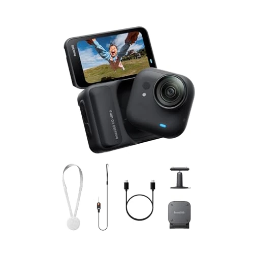 Offerta a tempo: Insta360 GO Ultra Pack Base Nero Notte- action cam mini 4K a mani libere, indossabile, superba in bassa luce, montala ovunque, stabilizzazione FlowState, 200 min di carica, impermeabile 10m - 20% da 462.00 € a 369.00 €