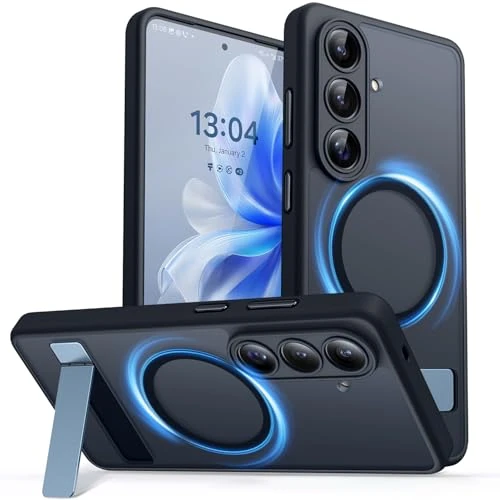 Offerta a tempo: CANSHN Magnetica Cover per Samsung Galaxy S26(6.3 Pollici) con Cavalletto, [Protezione Completa Della Fotocamera] Custodia Traslucida Opaca Protettiva Sottile Antiurto,Nero - 26% da 24.99 € a 18.49 €