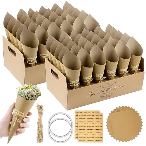 Zeitlich begrenztes Angebot: KALBIGRO Konfetti Hochzeit Kegel - 60 Stück Halter mit 2 Kraftpapier Kegelhalter - Vintage Dekoration für Blütenblätter Party, Unifarben von 15.98 € auf 15.98 € (0.00% Rabatt)
