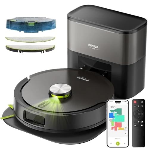 Offerta a tempo: MONSGA 8000Pa Robot Aspirapolvere Lavapavimenti, Anti-Groviglio - 43% da 399.99 € a 229.49 €