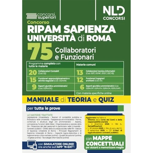 Concorso Università La Sapienza Università di Roma Ripam per 75 Collaboratori e funzionari, Manuale unico per tutti i profili completo di teoria e test. Con espansione online