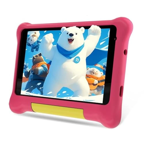 Yicty - Tablet para niños (7 pulgadas, 32 GB, Android Quad Core, batería 2500 mAh, con estuche | Control parental | Wi-FI | Educación | Entretenimiento (rosa)