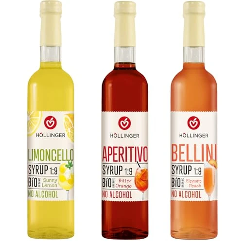 Zeitlich begrenztes Angebot: HÖLLINGER Bio Cocktail Sirup Set Viva Italia, Alkoholfrei, Limoncello, Aperitivo, Bellini, 3x500ml, Vegan, 1:9 Konzentrat von 22.48 € auf 21.88 € (3% Rabatt)