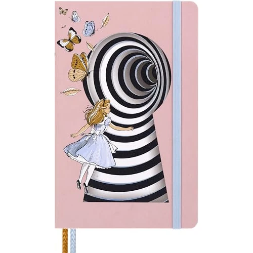 Offerta a tempo: Moleskine Taccuino a Righe Le Avventure di Alice nel Paese delle Meraviglie, Copertina Rigida in Tela e Chiusura Elastica, con due Segnalibri e Adesivi a Tema, Alice, Formato Large 13 x 21 cm - 11% da 28.00 € a 24.82 €