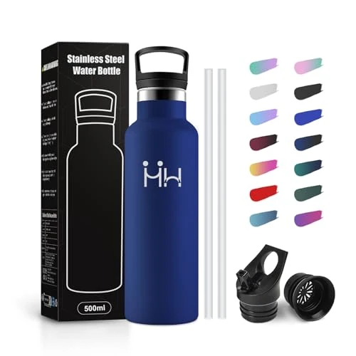 JAPORIA 500ml Children's Thermal Water Bottle, Water Bottle with Straw, Leak-proof Stainless Steel Bottle, BPA Free, Water Bottles for Kids, School, Gym, Cycling