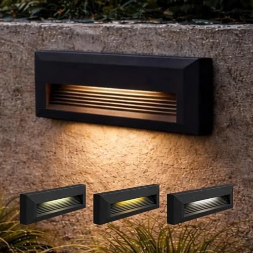 Offerta a tempo: MAKA Segnapasso LED Rettangolare 6W CCT IP65 da Esterno per Giardino, Scale e Vialetti | Luce Regolabile 3000K–4200K–6400K | Faretto Anti-Abbagliamento | Nero - 0.00% da 14.90 € a 14.90 €