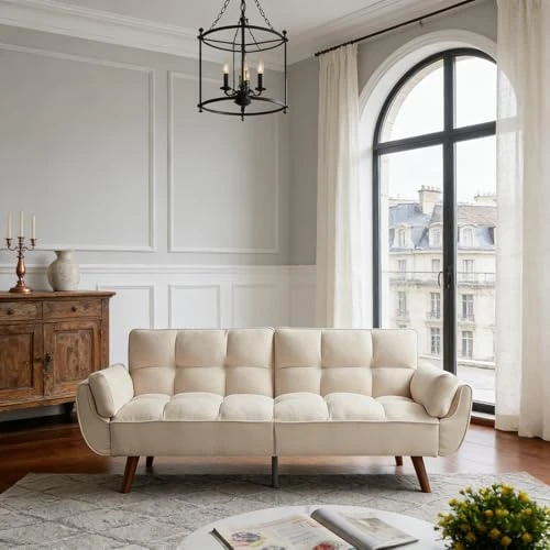 Offre limitée : JIEXI Canapé-lit 3 places convertible 3 places 190 x 75 cm confortable pour salon, chambre à coucher, beige de 359.00 € à 205.10 € (42.87% de remise)
