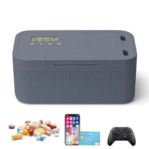 Tijdelijke aanbieding: Safe Timed Lock Box, afsluitbare opbergdoos, mobiele telefoon gevangenis met tijdslot, tijdvergrendelingsdoos met 2 werkmodi, voor keuken, huis, school, koelkast, persoonlijk reizen, kantoor (zwart) van 26.99 € naar 26.99 € (0.00% k