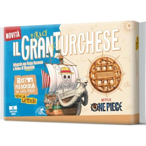 Offerta a tempo: Il GranTurchese Integrale con Gocce di Cioccolato One Piece, Senza Lattosio | Biscotti Frollini con Buchi Edizione Limitata,Confezione con Carta Certificata FSC da 340g, Contiene da 6 pacchetti da 57 g - 0.00% da 1.75 € a 1.75 €