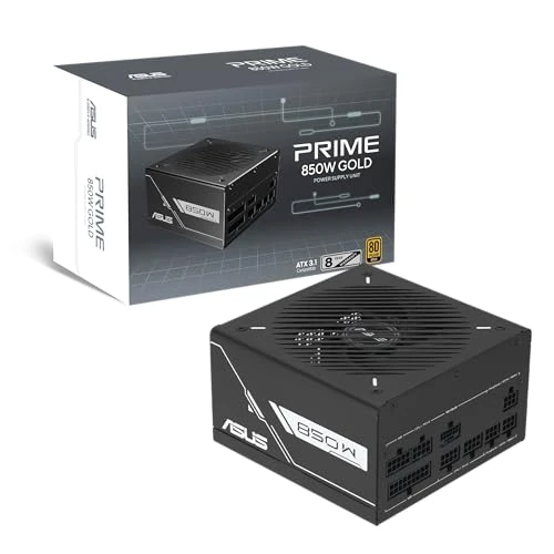 Tijdelijke aanbieding: ASUS Prime 850W Gold Black Edition Gaming Voeding (850 Watt, Ventilator met Dubbele Kogellagers, ATX 3.1 & PCIe 5.1 compatibel, 80 Plus & Cybernetics Gold-certificering, geëtste kabels, zwart) van 128.00 € naar 128.00 € (0.00% korti