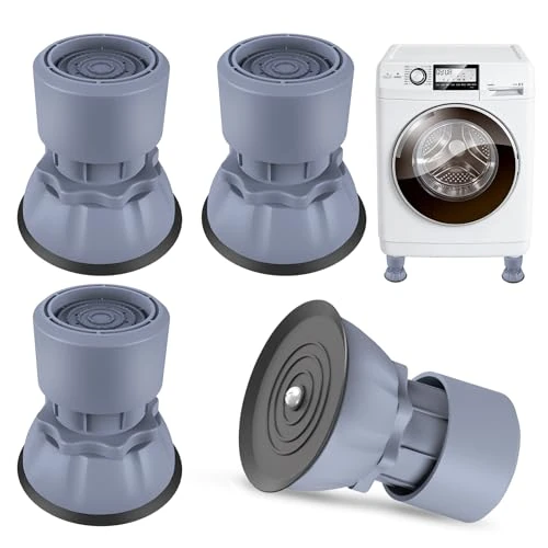 4 Patas Ajustables para Lavadora, Altura Ajustable de 8,5 a 11,5 cm,Patas de Goma Antideslizantes, Amortiguadores de Vibraciones para Lavadoras y Secadoras - Gris