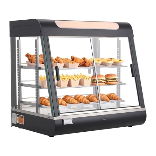 Offerta a tempo: VEVOR Vetrina Calda per Alimenti Cibo a 3 Livelli, Espositore Scaldavivande da 1200 W con Luce LED, Vano Portaoggetti Superiore e Ripiani Regolabili, per Hamburger, Pizza, Pane, Pollo Fritto - 0.00% da 285.47 € a 285.47 €