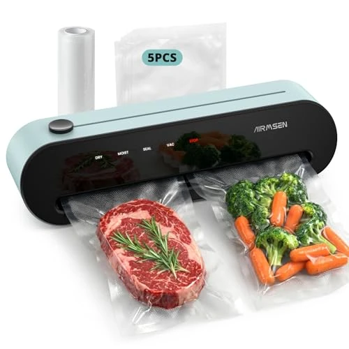 Offre limitée : AIRMSEN Machine sous Vide 6-en-1 Entièrement Automatique avec Fonction de Gonflage, Aspiration Profonde Automatique, Coupe-sac Intégré et Rangement de Tuyau, Modes Sec & Humide, Vert Menthe de 139.99 € à 139.99 € (0.00% de remise)