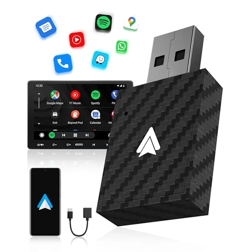 Offerta a tempo: WityEye Adattatore Android Auto Wireless, Bluetooth V5.3 Connessione Stabile, WiFi 5.8GHz ad Alta velocità, USB C/A, Converte da Cablato a Wireless per Smartphone Android 11+ - 29% da 69.99 € a 49.99 €