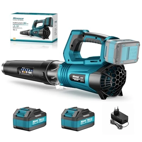 Offerta a tempo: Soffiatore a Batteria Professionale, Brushless Soffiatore Foglie con 2x18V/5200mAh Batterie e caricabatterie, 4 Velocità+Turbo, Velocità Aria 180 km/h, Leggero Potente Soffiatori per il Giardino, Neve - 0.00% da 139.99 € a 139.99 €