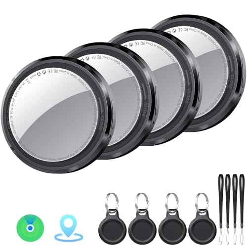 Offerta a tempo: Air Tracker Tag 4 pezzi Nero, Bluetooth Trova Oggetti Compatibile con Apple Dov'è (solo iOS), Smart Tracker Localizzatore per Bagagli/Borse/Portafogli/Zaini, Chiavi Tag Tracking, Batteria Sostituibile - 38% da 39.99 € a 24.99 €