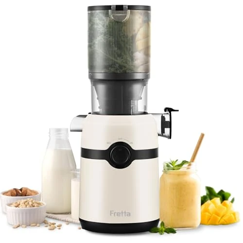 Offerta a tempo: Fretta Estrattore di succo,apertura 108MM e capacità di 1L estrattore frutta e verdura,estrattore a freddo di facile da pulire,senza BPA (Crema, 1L) - 55% da 169.99 € a 75.99 €