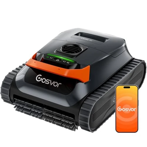 (Nuovo 2026) Gosvor Robot Piscina Pareti e Fondo, Doppia Filtrazione, Navigazione Intelligente, 5 Modalità, APP, 200 min Autonomia, Linea Acqua, Parcheggio Auto, Aspirapolvere per Piscina fino a 200㎡