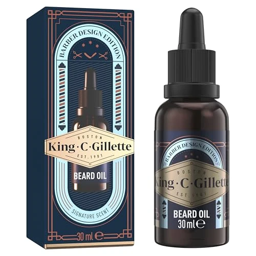 King C Gillette Olio Barba Uomo Con Oli Di Argan, Avocado, Semi Di Macadamia E Mandorle Olio Da Barba Uomo Per Idratare E Ammorbidire, Beard Oil, 30ml