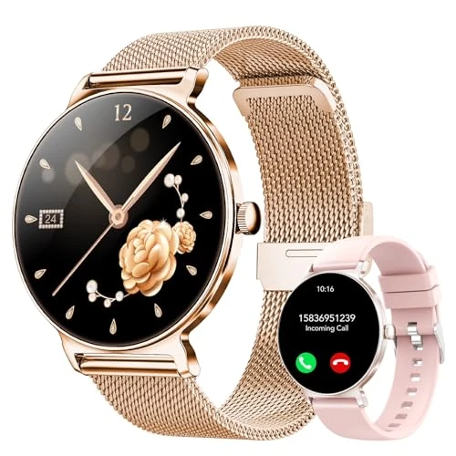 Offerta a tempo: taopodo Orologio Smartwatch Donna, Schermo Rotondo AMOLED 1,27", Chiamate Bluetooth, Monitoraggio Battito e Sonno Smart Watch Donna, 120+ Modalità Sportive, Impermeabilità IP68 (Oro Rosa) - 69% da 129.99 € a 39.99 €