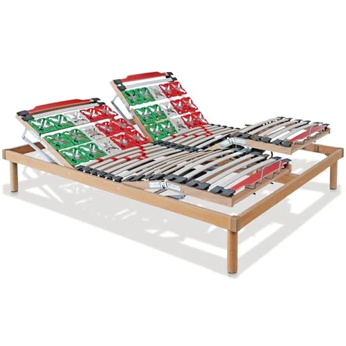 EVERGREENWEB Rete Matrimoniale Elettrica 180x200 con DISPOSITIVO MEDICO Detraibile, Alzata Pieghevole, Doghe in Legno e Piattelli Basculanti, ORTOPEDICA Struttura RINFORZATA 5 Piedi Smontabili, FUTURA