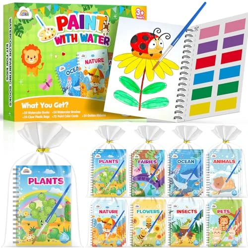 Offerta a tempo: ZMLM Libri da Colorare gadget compleanno bambini, mini libri da colorare Carta per Pittura ad acqua per di 4-8anni Bambini Regalo Gadget Regalini fine Festa Compleanno(24 Natura) - 51% da 46.99 € a 23.14 €