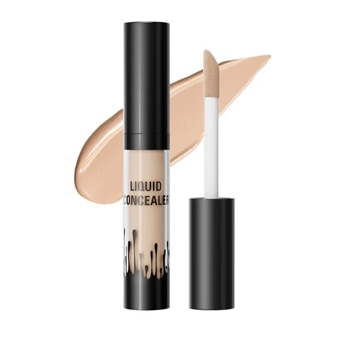 Corrector de Ojeras, Impermeable Líquido Maquillajes correctores, 24H De larga duración, Corrector para ojeras, lagrimeo, pecas, acné, pigmentación e imperfecciones (Tono natural)