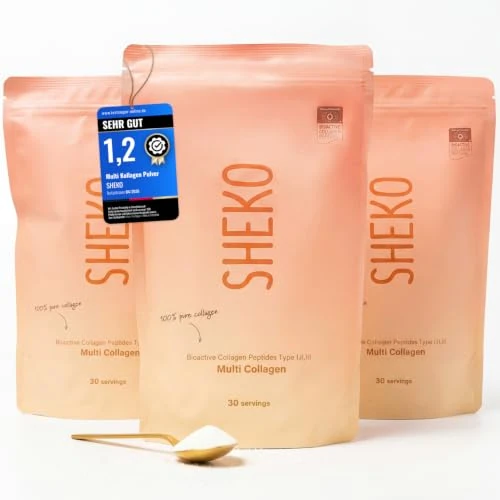 Offerta a tempo: SHEKO Collagene Idrolizzato in Polvere – Bovino Tipo 1, 2 e 3 – 3x 450 g - 5% da 87.95 € a 83.55 €
