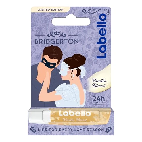 Offerta a tempo: Labello Bridgerton Limited Edition Vanilla Biscuit 4.8 g, Balsamo labbra colorato dal design romantico in edizione limitata, Burrocacao labbra lip balm idratante 24h con aroma di Vaniglia - 25% da 3.99 € a 3.00 €