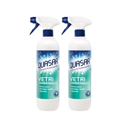 Offerta a tempo: Quasar - Vetri con Ammoniaca Senza Aloni 2 flaconi da 580ml - 0.00% da 12.39 € a 12.39 €