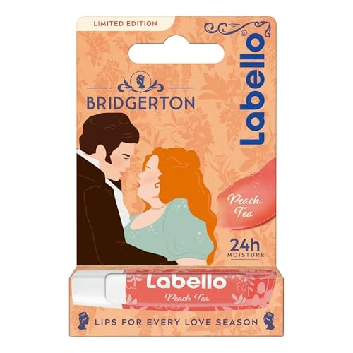 Labello Bridgerton Limited Edition Peach Tea 4,8 g, Limited Edition, Colorful Lip Balm 24h Moisturizing Lip Balm with Pfirsicharoma und einem Hauch von brillanter Farbe
