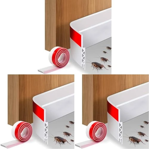 Vinabo Paraspifferi Sottoporta Türdichtung aus Gummi, selbsthaftend, Dichtungsstreifen für Zugluftstopper, Unterseite, schalldämmend, staubdicht, stoßfest (100 cm x 5 cm, Weiß), braun (Packung mit 3)